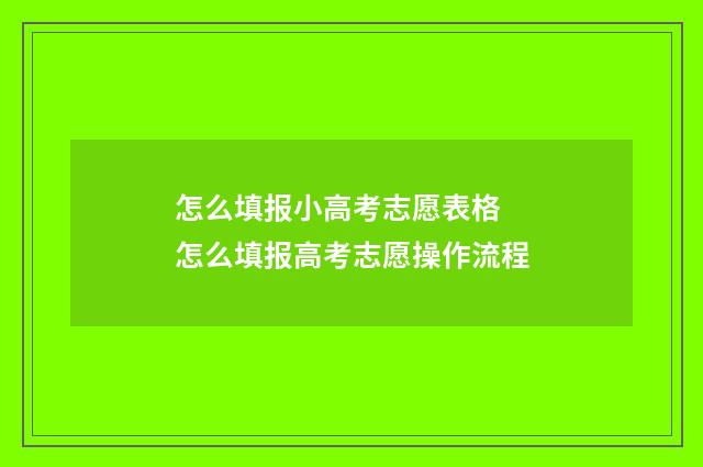 怎么填报小高考志愿表格 怎么填报高考志愿操作流程