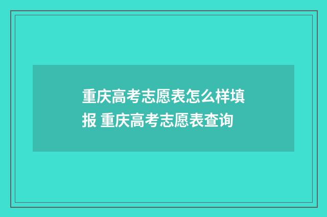 重庆高考志愿表怎么样填报 重庆高考志愿表查询