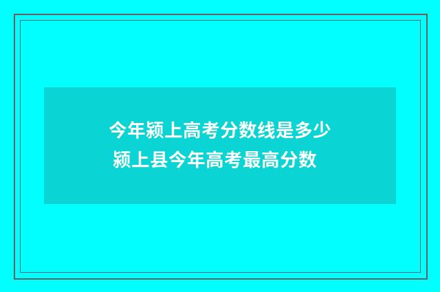 今年颍上高考分数线是多少 颍上县今年高考最高分数