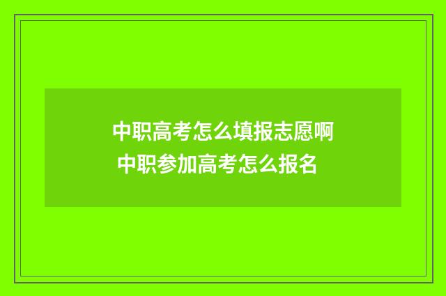 中职高考怎么填报志愿啊 中职参加高考怎么报名
