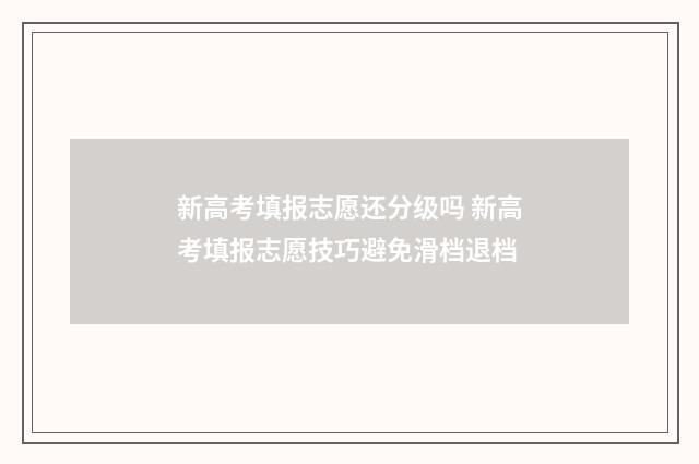 新高考填报志愿还分级吗 新高考填报志愿技巧避免滑档退档