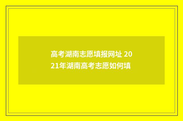 高考湖南志愿填报网址 2021年湖南高考志愿如何填