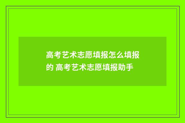 高考艺术志愿填报怎么填报的 高考艺术志愿填报助手
