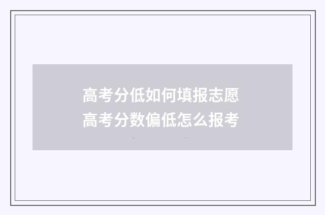 高考分低如何填报志愿 高考分数偏低怎么报考