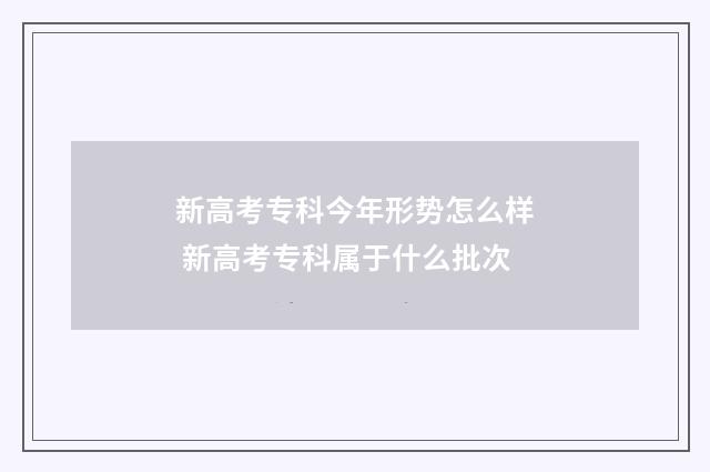 新高考专科今年形势怎么样 新高考专科属于什么批次