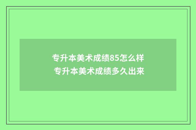 专升本美术成绩85怎么样 专升本美术成绩多久出来