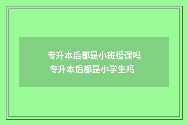 专升本后都是小班授课吗 专升本后都是小学生吗