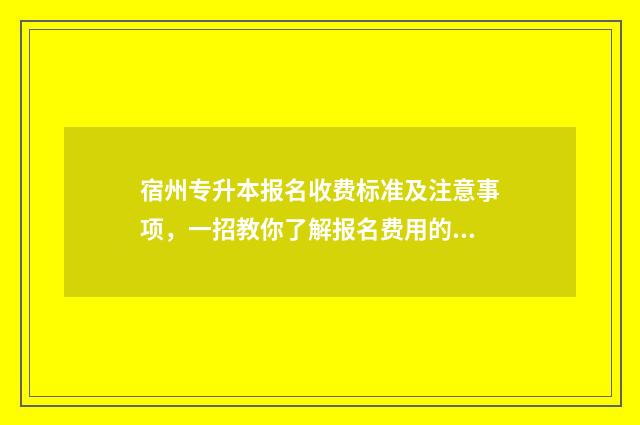 宿州专升本报名收费标准及注意事项，一招教你了解报名费用的所有细节 宿州专升本报名地点