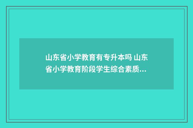 山东省小学教育有专升本吗 山东省小学教育阶段学生综合素质评价系统