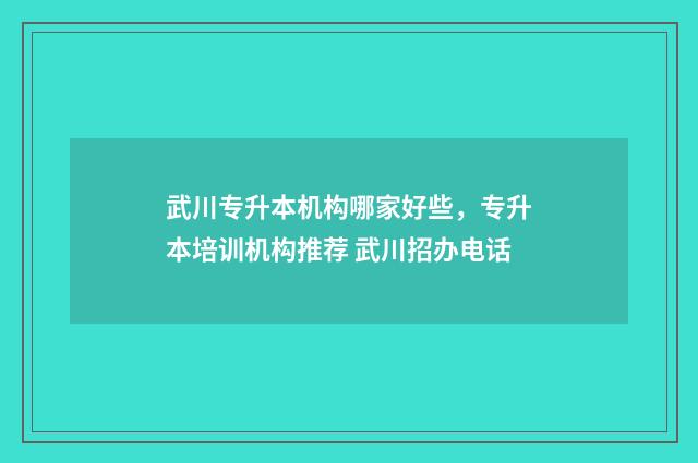 武川专升本机构哪家好些，专升本培训机构推荐 武川招办电话