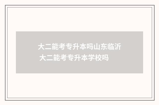 大二能考专升本吗山东临沂 大二能考专升本学校吗