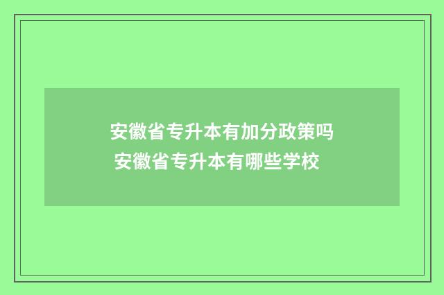 安徽省专升本有加分政策吗 安徽省专升本有哪些学校