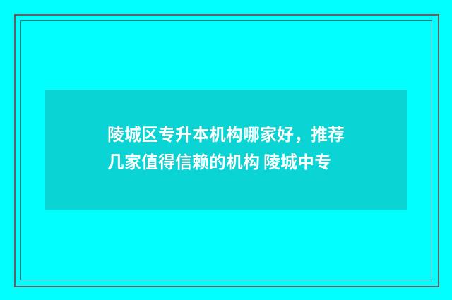 陵城区专升本机构哪家好，推荐几家值得信赖的机构 陵城中专