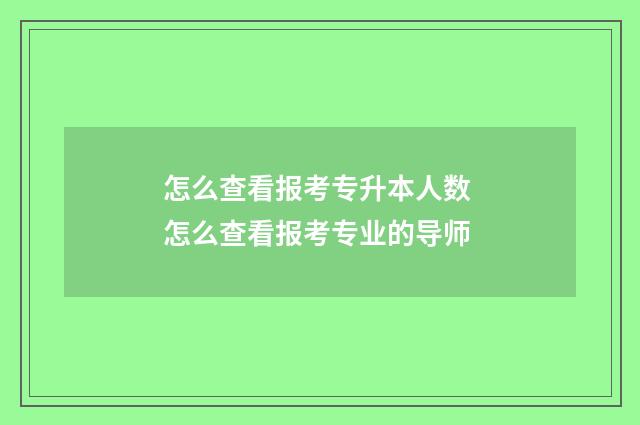 怎么查看报考专升本人数 怎么查看报考专业的导师