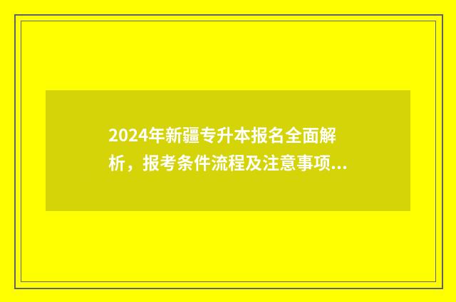 2024年新疆专升本报名全面解析，报考条件流程及注意事项一览无余 2024年新疆专升本录取时间