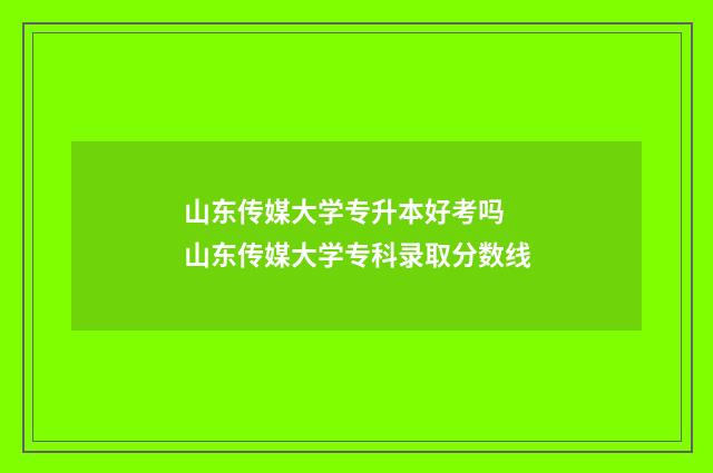 山东传媒大学专升本好考吗 山东传媒大学专科录取分数线
