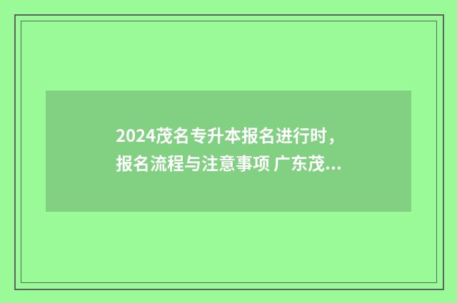 2024茂名专升本报名进行时，报名流程与注意事项 广东茂名幼儿师范学校专升本