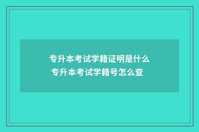 专升本考试学籍证明是什么 专升本考试学籍号怎么查