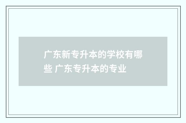 广东新专升本的学校有哪些 广东专升本的专业
