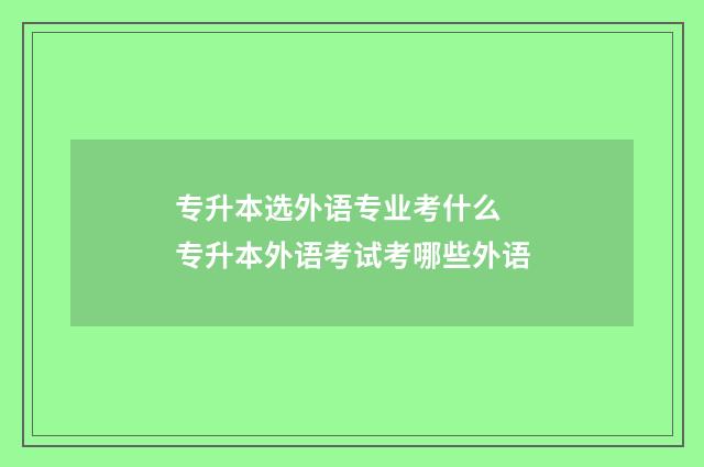 专升本选外语专业考什么 专升本外语考试考哪些外语