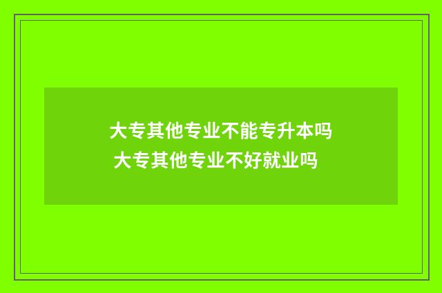 大专其他专业不能专升本吗 大专其他专业不好就业吗