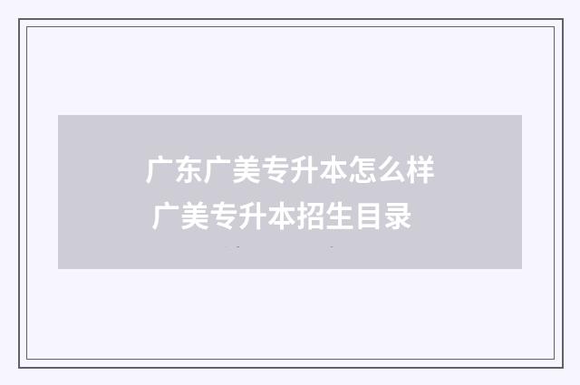 广东广美专升本怎么样 广美专升本招生目录
