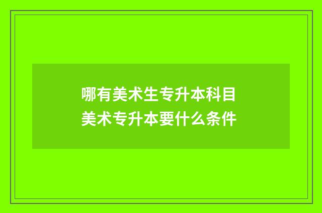 哪有美术生专升本科目 美术专升本要什么条件