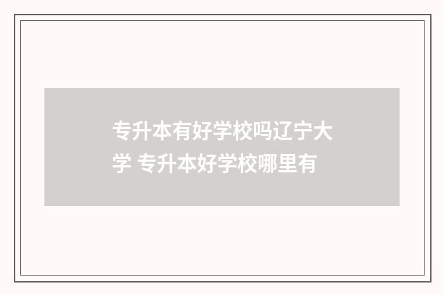 专升本有好学校吗辽宁大学 专升本好学校哪里有
