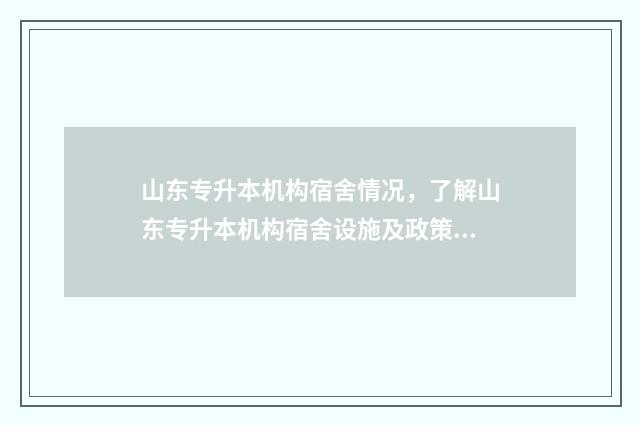 山东专升本机构宿舍情况，了解山东专升本机构宿舍设施及政策 山东专升本机构排名前十的有哪些