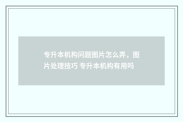 专升本机构问题图片怎么弄，图片处理技巧 专升本机构有用吗