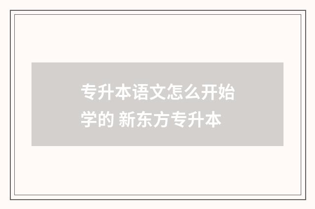 专升本语文怎么开始学的 新东方专升本