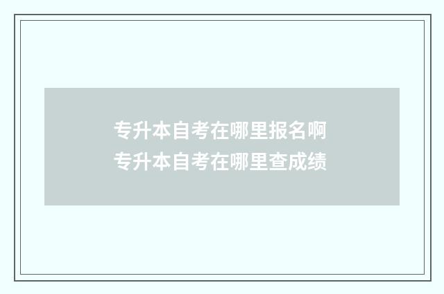 专升本自考在哪里报名啊 专升本自考在哪里查成绩