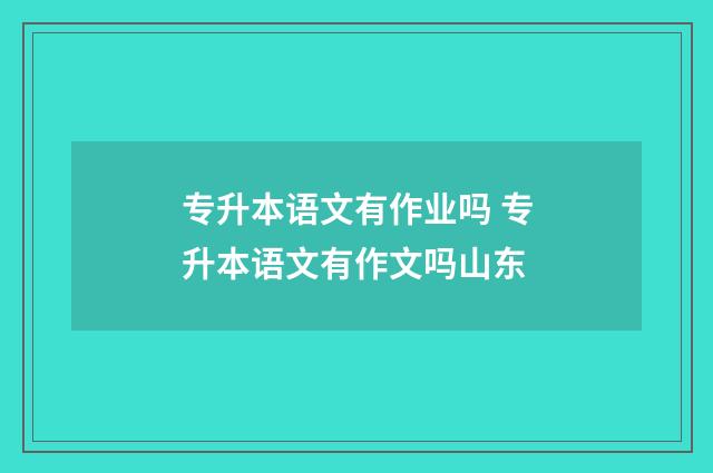 专升本语文有作业吗 专升本语文有作文吗山东
