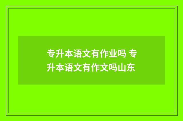 专升本语文有作业吗 专升本语文有作文吗山东