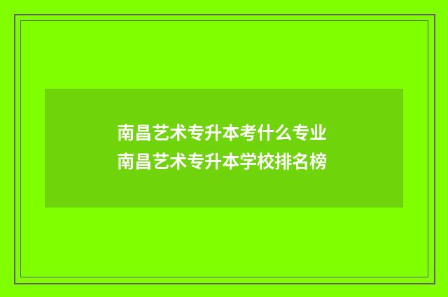 南昌艺术专升本考什么专业 南昌艺术专升本学校排名榜