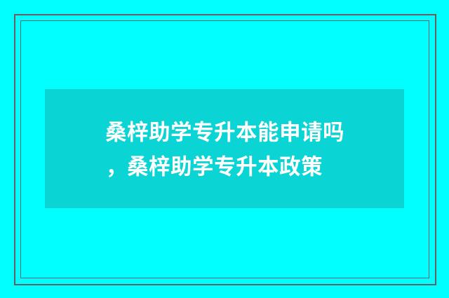 桑梓助学专升本能申请吗，桑梓助学专升本政策