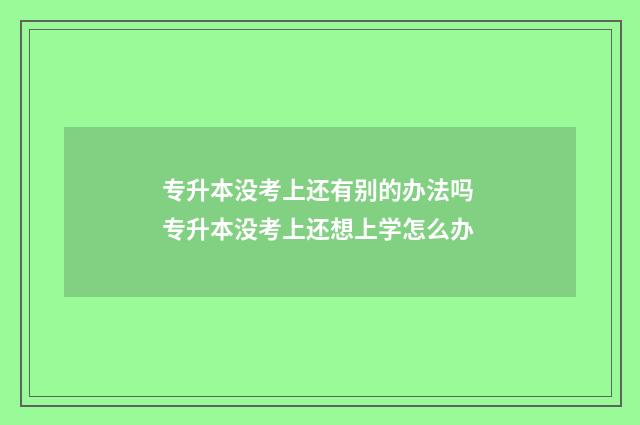 专升本没考上还有别的办法吗 专升本没考上还想上学怎么办