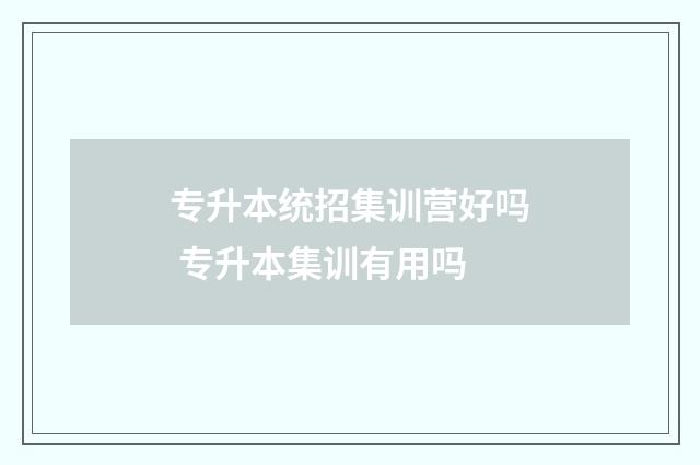 专升本统招集训营好吗 专升本集训有用吗
