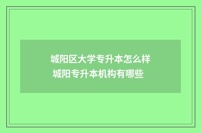 城阳区大学专升本怎么样 城阳专升本机构有哪些