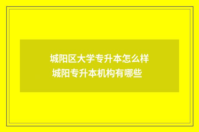 城阳区大学专升本怎么样 城阳专升本机构有哪些