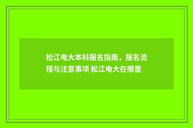 松江电大本科报名指南，报名流程与注意事项 松江电大在哪里