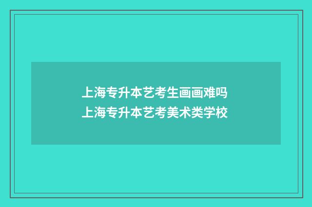 上海专升本艺考生画画难吗 上海专升本艺考美术类学校