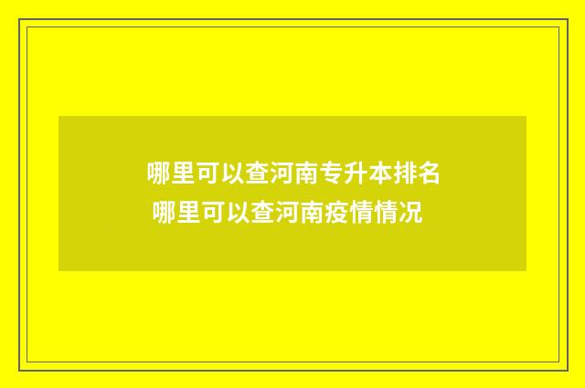 哪里可以查河南专升本排名 哪里可以查河南疫情情况