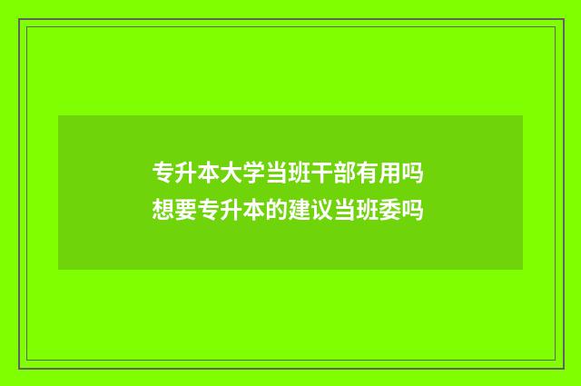 专升本大学当班干部有用吗 想要专升本的建议当班委吗