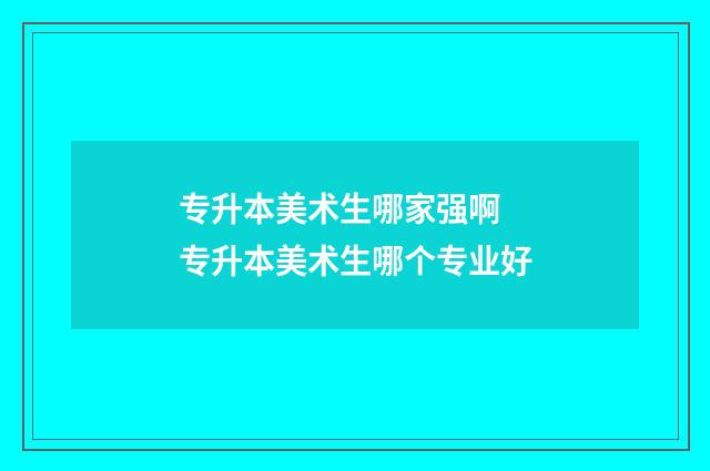 专升本美术生哪家强啊 专升本美术生哪个专业好