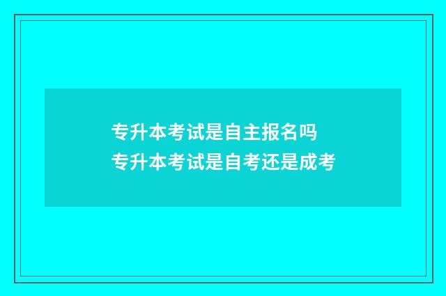 专升本考试是自主报名吗 专升本考试是自考还是成考