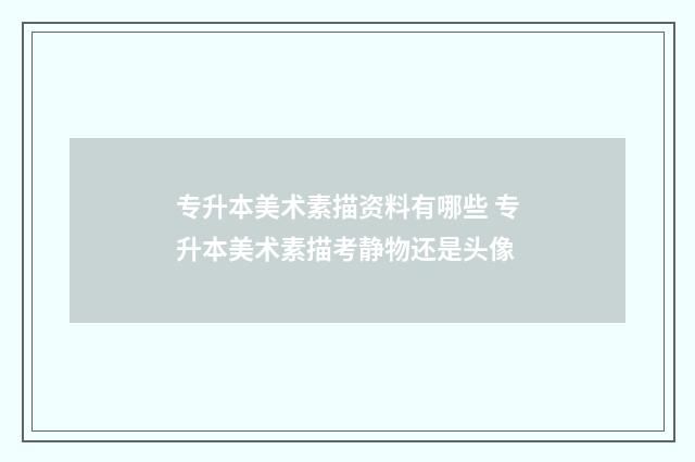 专升本美术素描资料有哪些 专升本美术素描考静物还是头像