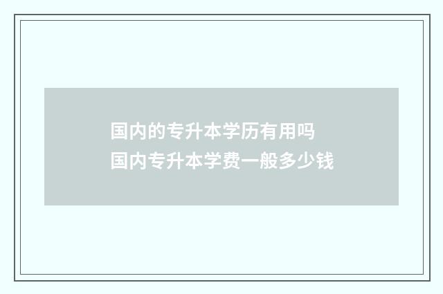 国内的专升本学历有用吗 国内专升本学费一般多少钱