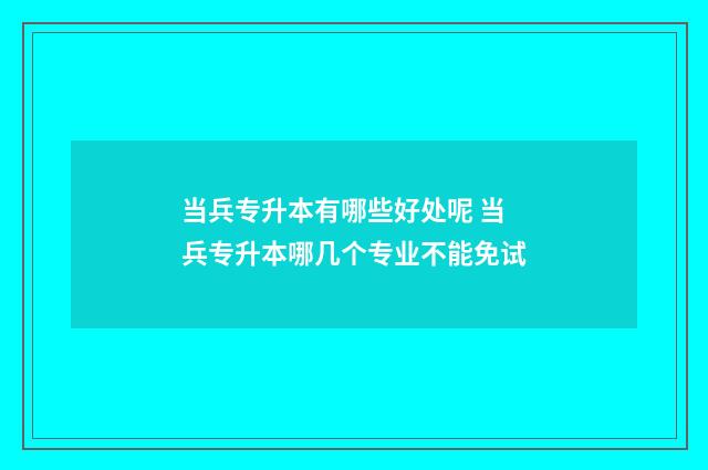当兵专升本有哪些好处呢 当兵专升本哪几个专业不能免试