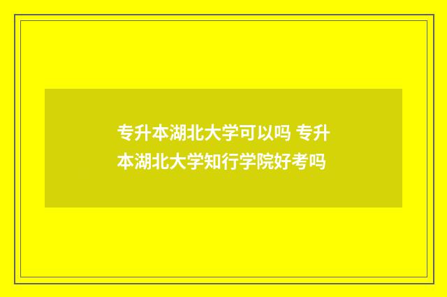 专升本湖北大学可以吗 专升本湖北大学知行学院好考吗